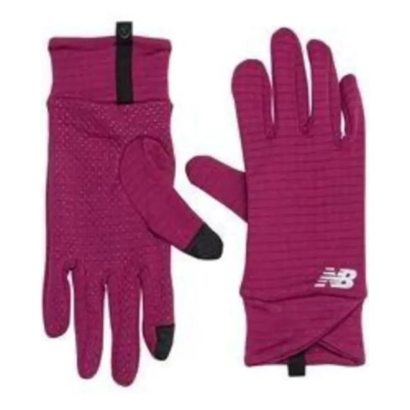 New Balance Women Pink Grid Fleece Touch -Tip Technology Gloves Size Medium - Picture 1 of 9